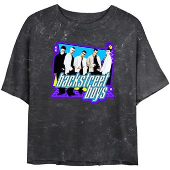 Juniors' Backstreet Boys 90's Style Crop Top Mineral Wash Graphic Tee