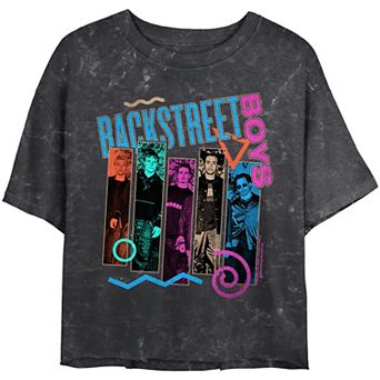 Juniors' Backstreet Boys Members Banners Crop Top Mineral Wash Graphic Tee
