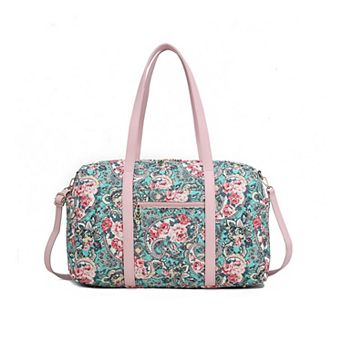 Mkf Collection Khelani Quilted Cotton Botanical Pattern Women’s Duffle Bag By Mia K