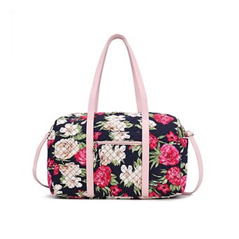 Mkf Collection Khelani Quilted Cotton Botanical Pattern Women’s Duffle Bag By Mia K