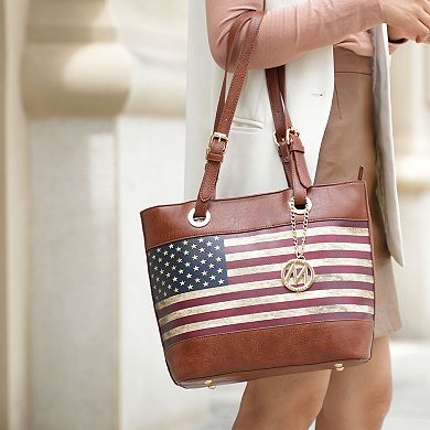 MKF Collection Vera Patriotic Flag Pattern Women’s Tote Bag By Mia K