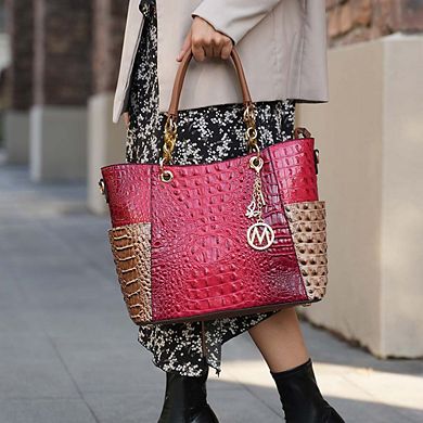 MKF Collection Merlina Faux Crocodile-embossed Women’s Tote Bag With Matching Wallet by Mia K