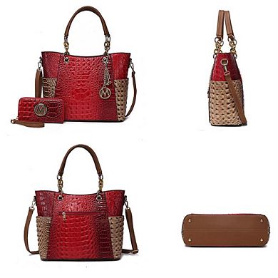 MKF Collection Merlina Faux Crocodile-embossed Women’s Tote Bag With Matching Wallet by Mia K