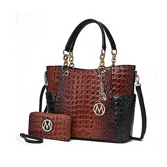 MKF Collection Merlina Faux Crocodile-embossed Women’s Tote Bag With Matching Wallet by Mia K