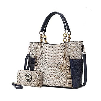 MKF Collection Merlina Faux Crocodile-embossed Women’s Tote Bag With Matching Wallet by Mia K