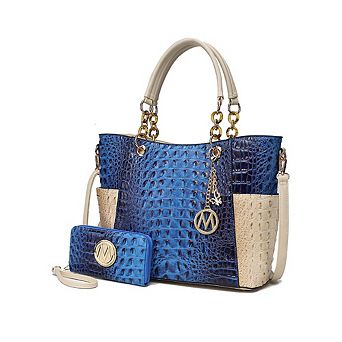 MKF Collection Merlina Faux Crocodile-embossed Women’s Tote Bag With Matching Wallet by Mia K
