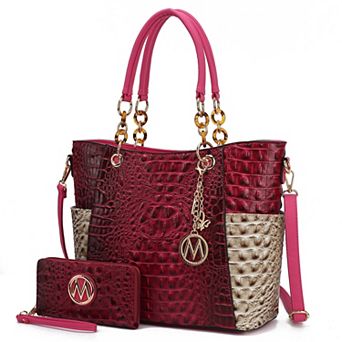 MKF Collection Merlina Faux Crocodile-embossed Women’s Tote Bag With Matching Wallet by Mia K