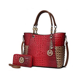 MKF Collection Merlina Faux Crocodile-embossed Women’s Tote Bag With Matching Wallet by Mia K