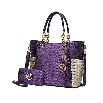 MKF Collection Merlina Faux Crocodile-embossed Women’s Tote Bag With Matching Wallet by Mia K