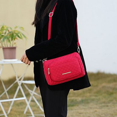 Mkf Collection Rosalie Solid Quilted Cotton Women’s Shoulder Bag By Mia K