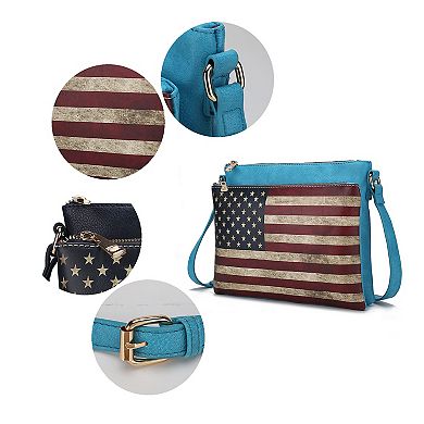 Mkf Collection Madeline Printed Flag Vegan Leather Women’s Crossbody Bag By Mia K