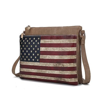 Mkf Collection Madeline Printed Flag Vegan Leather Women’s Crossbody Bag By Mia K