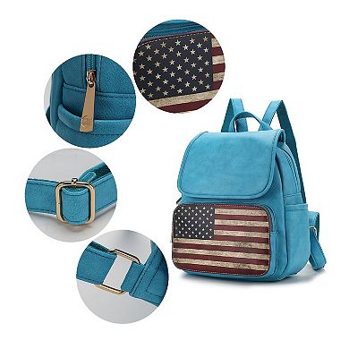 Mkf Collection Regina Printed Flag Vegan Leather Women’s Backpack By Mia K