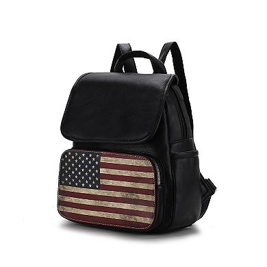 Mkf Collection Regina Printed Flag Vegan Leather Women’s Backpack By Mia K