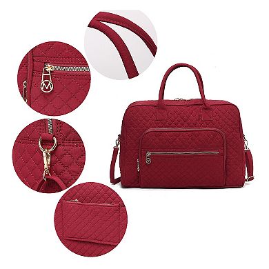 Mkf Collection Jayla Solid Quilted Cotton Women's Duffle Bag By Mia K