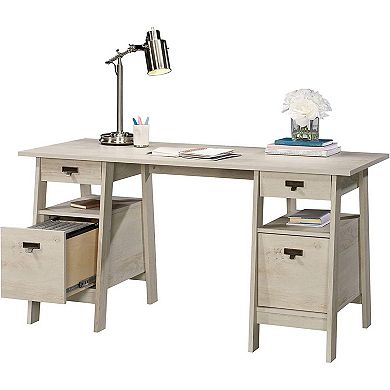 Farmhouse Executive Desk W/ Filing Cabinets Storage