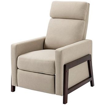 Modern Upholstered Manual Reclining Sofa Chair W/ Armrest And Footrest