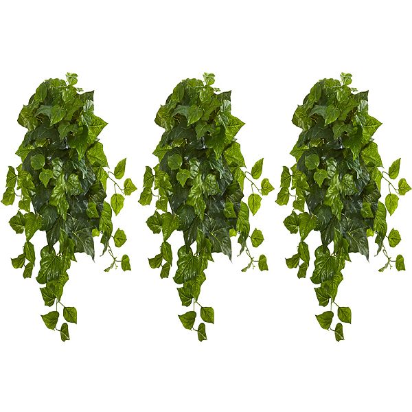 28” Deluxe London Ivy Hanging Bush Artificial Plant (set Of 3) (real Touch)