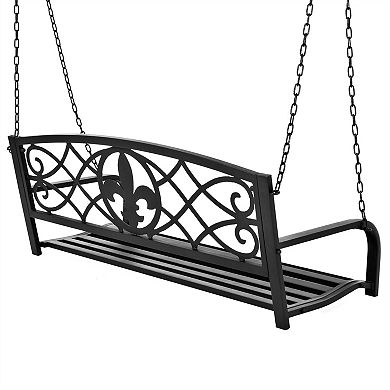 Farm Home Sturdy 2 Seat Porch Swing Bench Scroll Accents