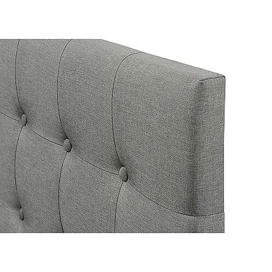 Full Size Contemporary Button-tufted Headboard In Grey Upholstered Fabric