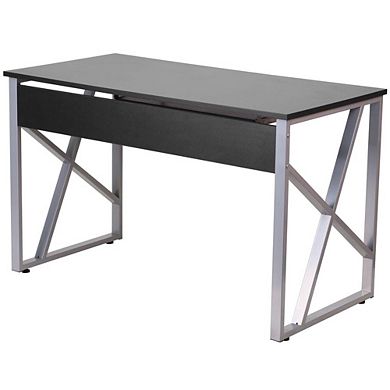 Contemporary Black Laminate Office Computer Desk With Keyboard Tray