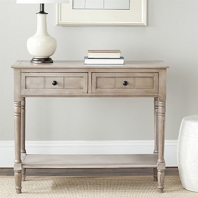 Console Accent Table Traditional Style Sofa Table In Distressed Cream
