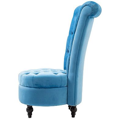 Tufted High Back Plush Velvet Upholstered Accent Low Profile Chair