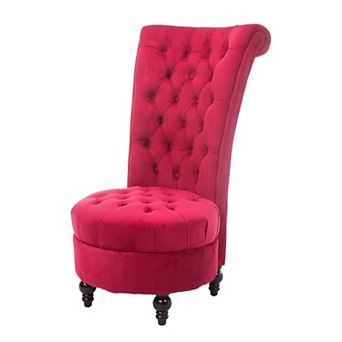 Tufted High Back Plush Velvet Upholstered Accent Low Profile Chair