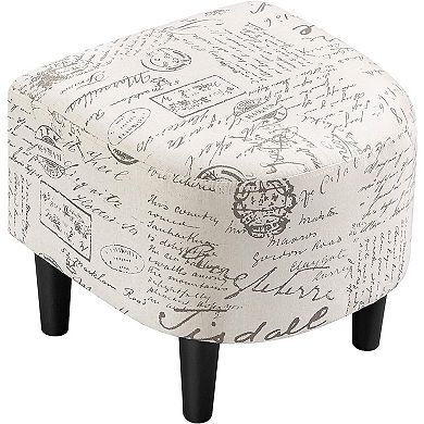 Letter Print French Upholstered Barrel Chair And Ottoman Set