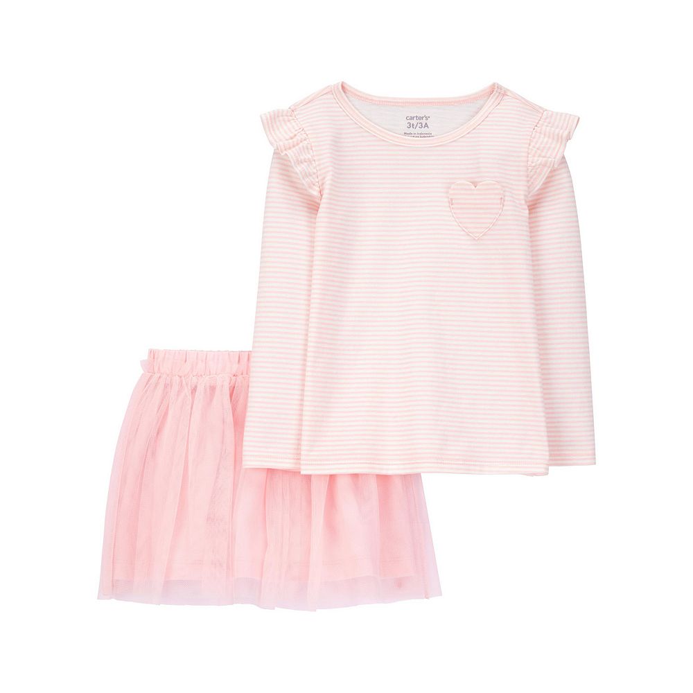 Baby Girls Carter's 2-Piece Striped Tee & Tulle Tutu Skirt Set