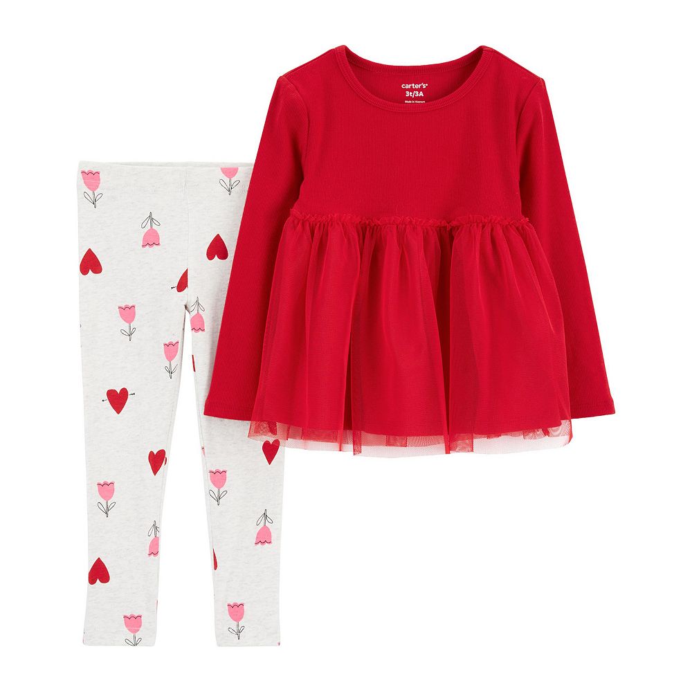 Babyhug Cotton Lycra Knit Full Length Leggings With Hearts & Floral Print Pack Of 2 - Pink & Navy