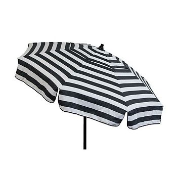 6 Foot Black White Stripe Drape Umbrella Manual Lift With Tilt