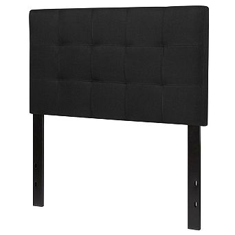 Twin Size Modern Black Fabric Box-stitch Upholstered Headboard