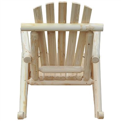 Farmhouse Classical Fir Wood Rocking Adirondack Chair Natural - Set Of 2