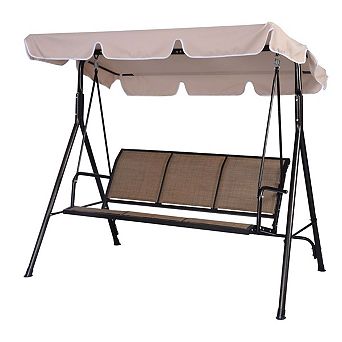 Outdoor 3-person Canopy Swing For Porch Patio Or Deck