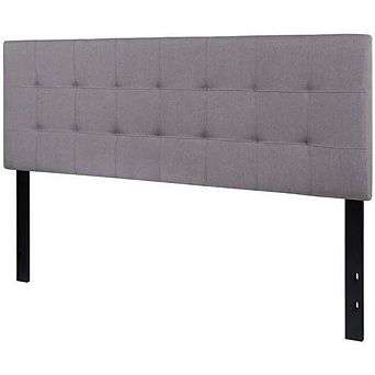 Queen Size Modern Light Grey Fabric Upholstered Panel Headboard