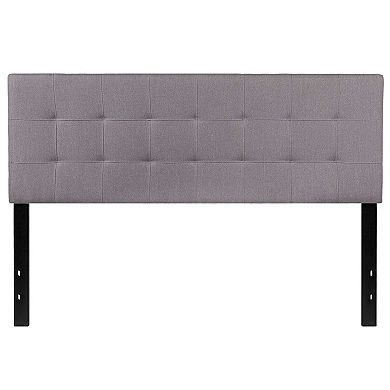 Queen Size Modern Light Grey Fabric Upholstered Panel Headboard