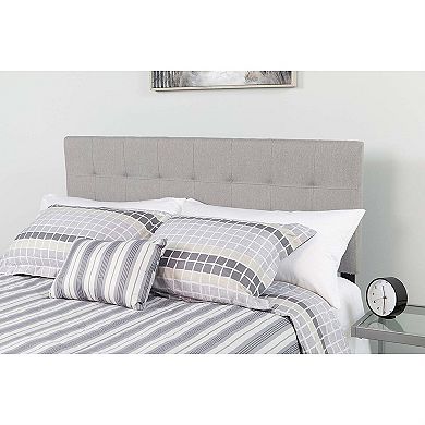 Queen Size Modern Light Grey Fabric Upholstered Panel Headboard