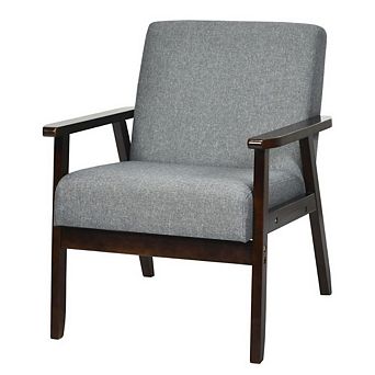 Retro Modern Classic Linen Wide Accent Chair With Wood Frame
