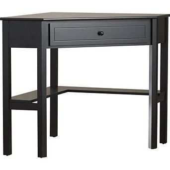 Corner Computer Desk In Black Wood