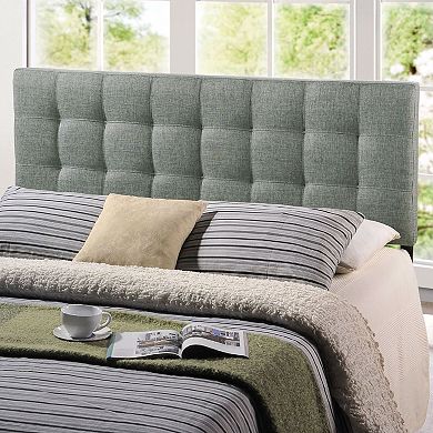 King Size Grey Fabric Upholstered Headboard With Modern Tufting