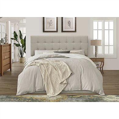 Twin Button-tufted Headboard In Light Grey Upholstered Fabric