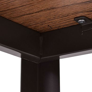 Industrial Modern Steel Frame Wood Top Computer Desk With Locking Wheels