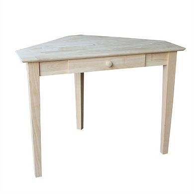 Unfinished Wood Corner Desk Laptop Computer Writing Table With Drawer