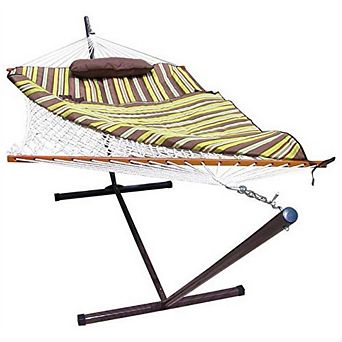 Rope Hammock Set With Stand Pad And Pillow 55 X 144-inch - Desert Stripe