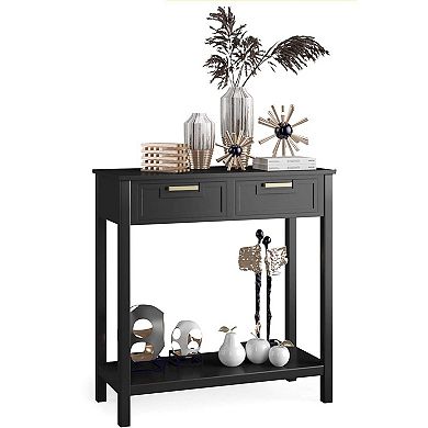 Modern Entryway Accent 2 Drawer Sofa Side Table