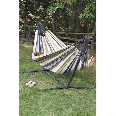 Desert Moon Pattern Cotton Hammock With 9-ft Steel Stand