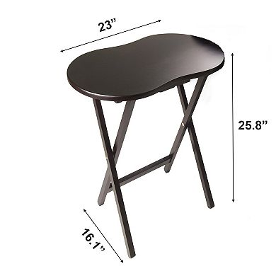 5-Piece TV Table Set with Peanut-Shaped Tops and Coordinating Stand, Espresso Wood for Living Room