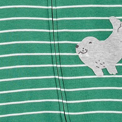 Baby Boy Carter's Striped Walrus 2-Way Zip Sleep & Play Pajamas