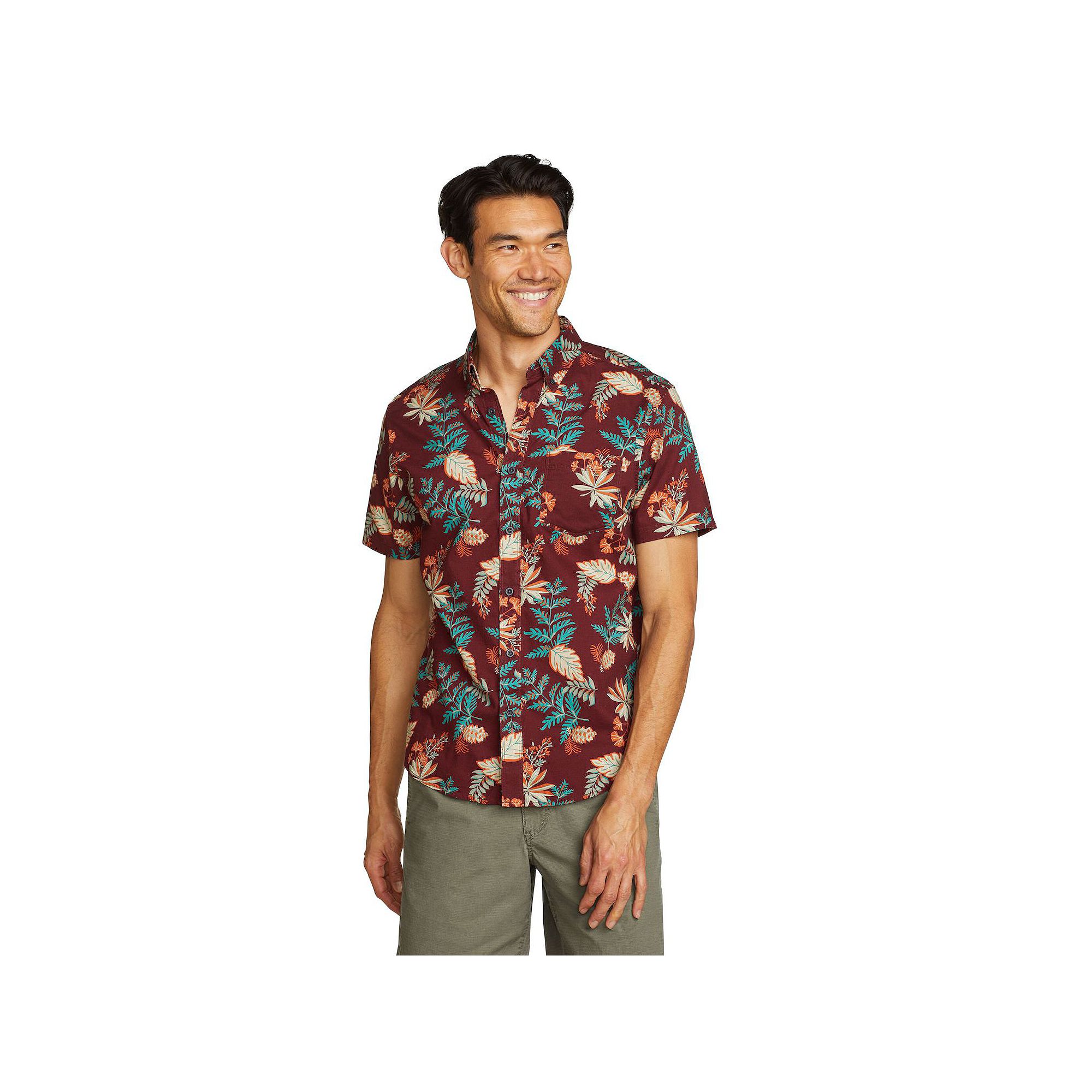 Big & Tall Eddie Bauer Short Sleeve Baja Shirt, Mens, Size: 2XB, Black Red